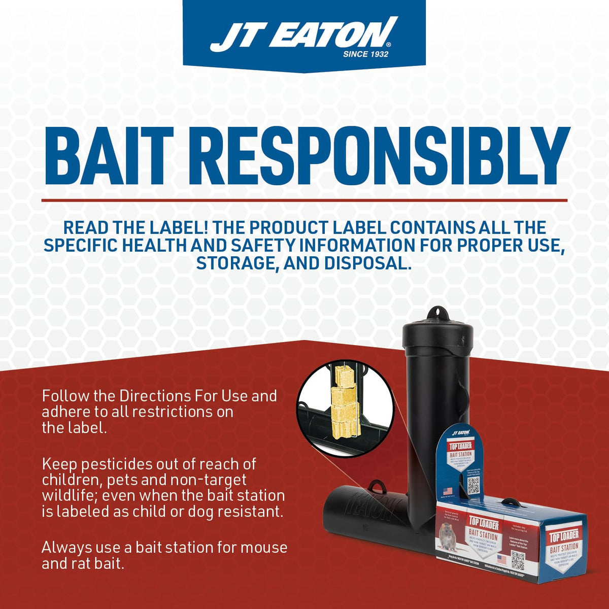 JT Eaton Anticoagulant Rodenticide Bait Block for Mice and Rats, Made in USA, Apple Flavor, 9 lb Pail of 144 Blocks