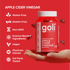 Goli Apple Cider Vinegar Gummies - Worlds First ACV Gummy with Vitamin B12, Beetroot & Pomegranate - Vegan, Non-GMO, Gluten-Free, 120 Count (2 Pack)