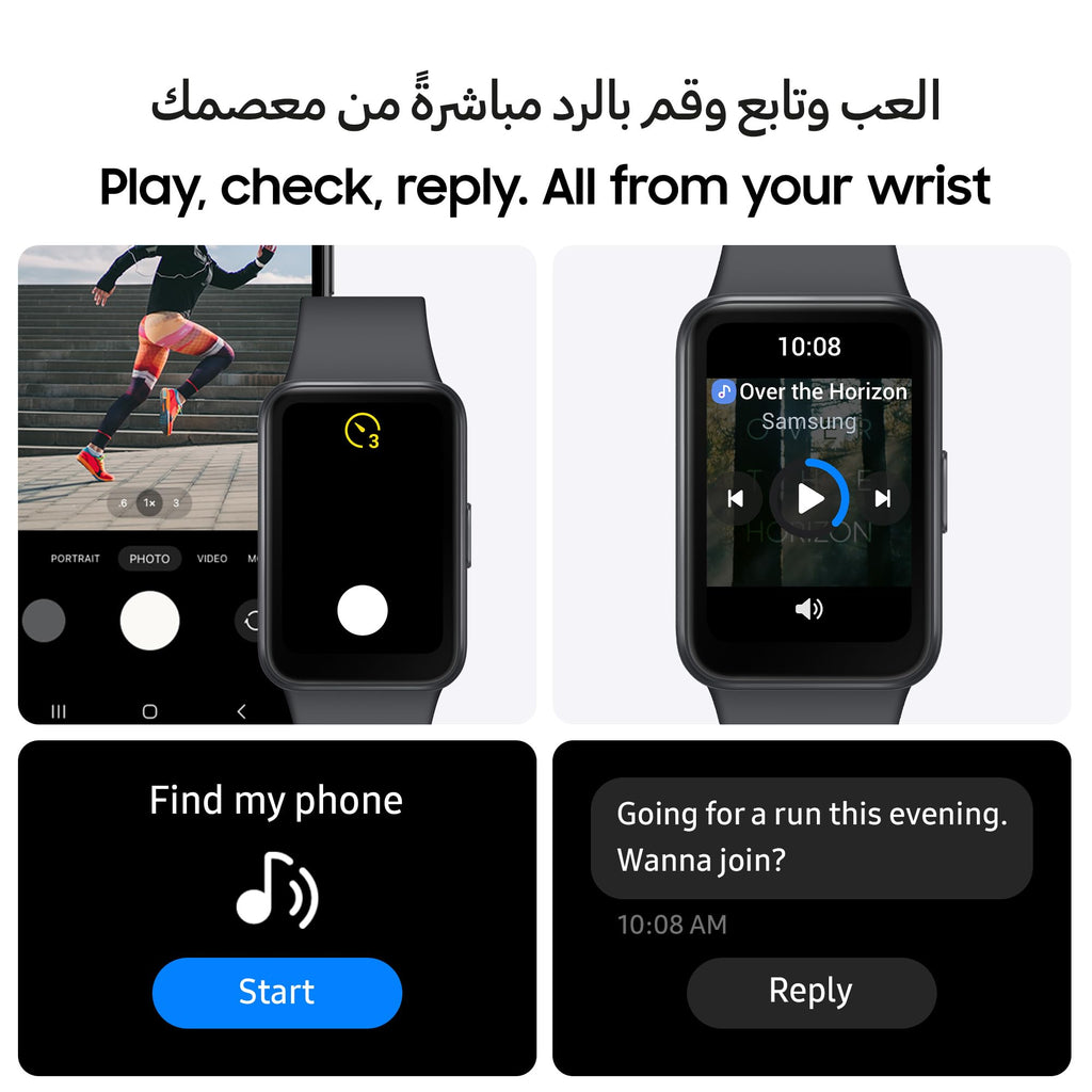 SAMSUNG Galaxy FIT 3 [2025, 40MM] 1.6" AMOLED Display | IP68 Water Resistant | 14 Days Battery Life | 100+ Watchfaces | 100+ Exercise Modes | International Model (Fast Charger Bundle, Black)