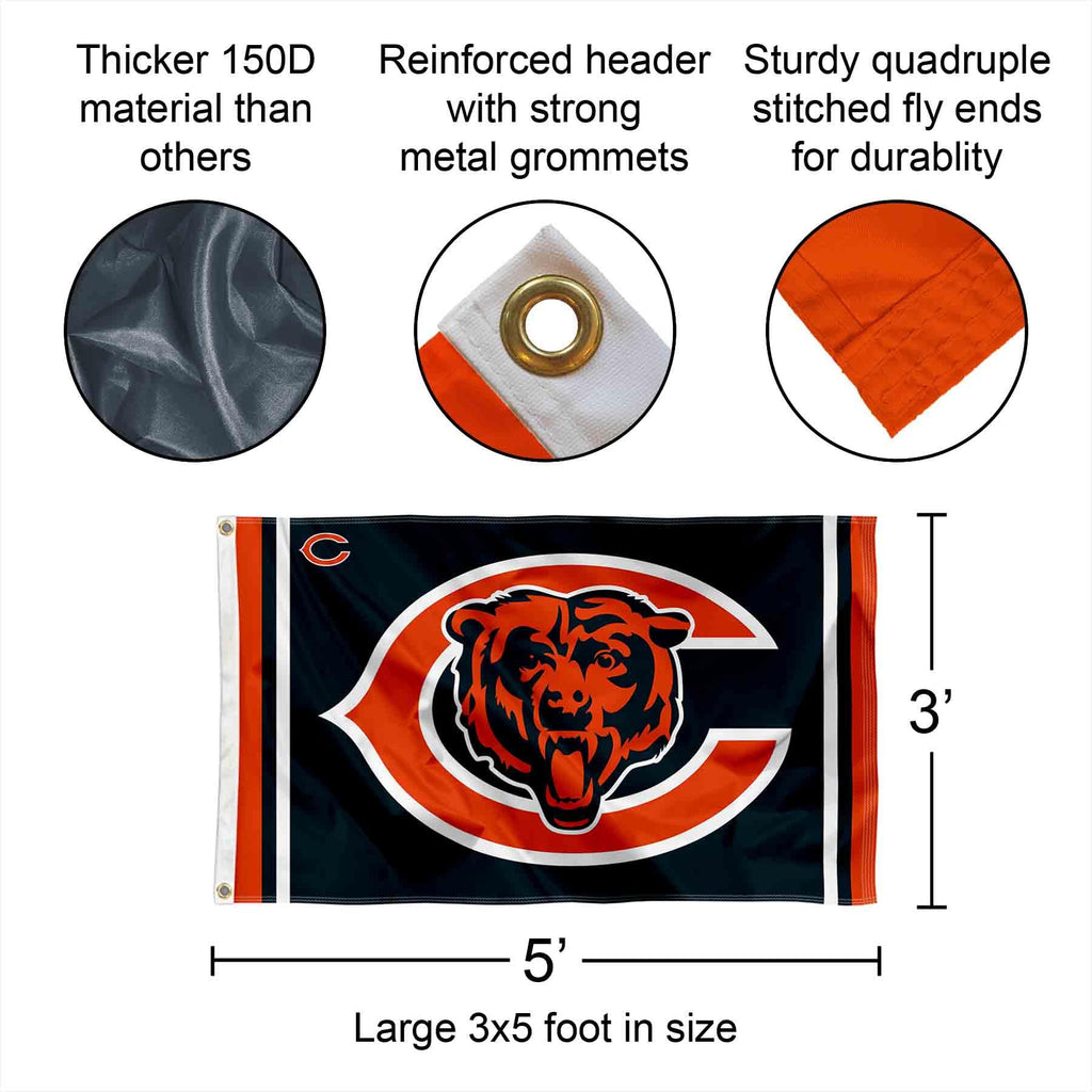 Chicago Bears Logos Flag and Banner