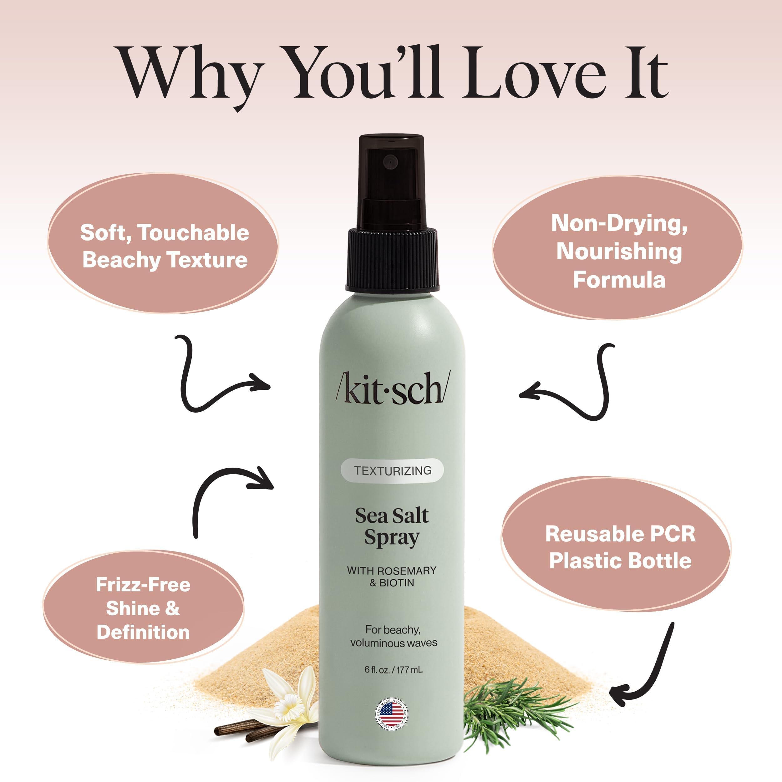 Buy now Kitsch Sea Salt Spray for Men and Women | Hair Spray with Rosemary, Biotin, Magnesium â€“ Hair Texturizer for Natural Curls and Beach Waves | Ideal Gifts for Women, 177 mL at indiglob india