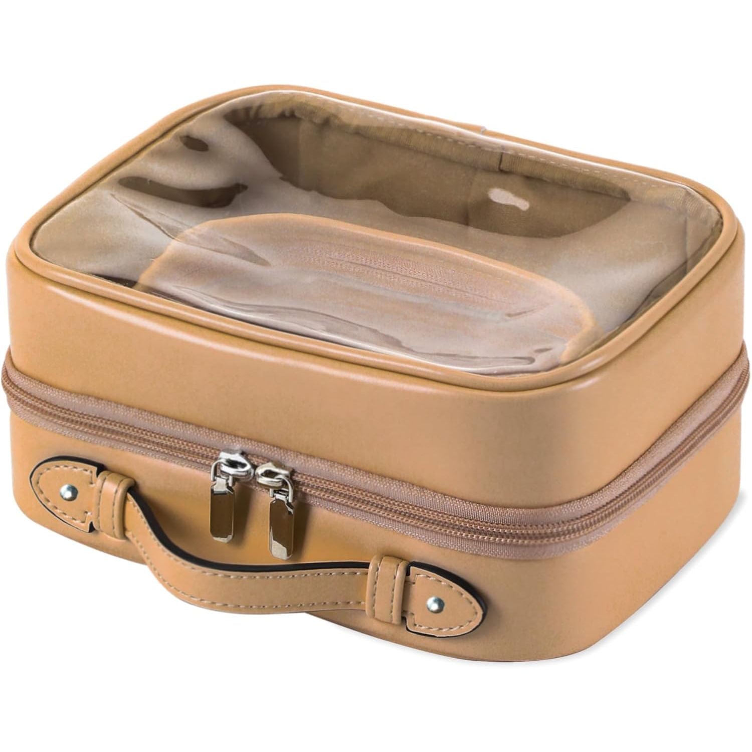 Buy now Veki Transparent Makeup Bag Travel Cosmetic Bags Case Waterproof Toiletries Bag Large Capacity Open Storage Bags Organizer With Zipper, Portable Make Up Organizer for Women and Girls Small Coffee at indiglob india
