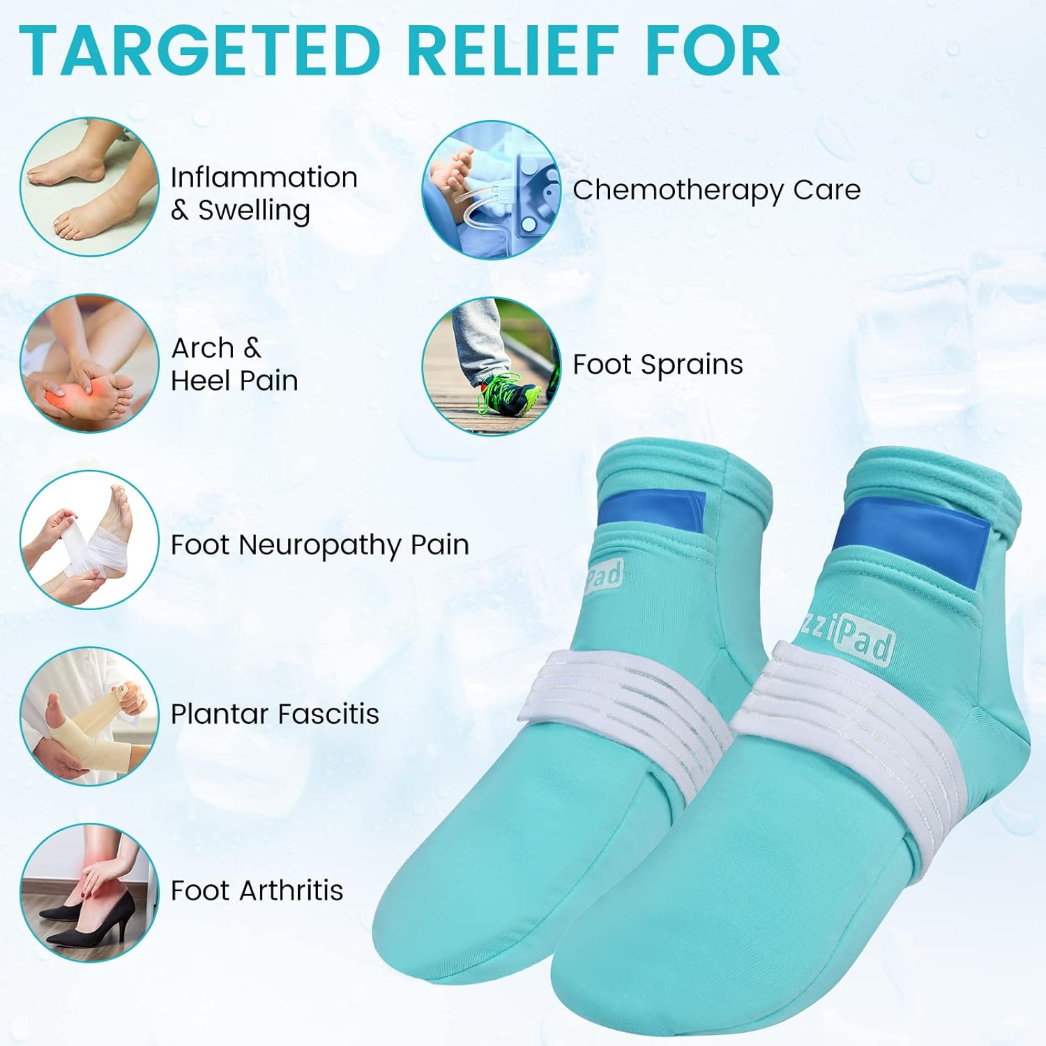 Buy now SuzziPad Cold Therapy Socks with Reusable Gel ice Packs - Achieve Relief from Sprains, Muscle Pain, Bruises, Swelling, Edema, Chemotherapy, Arthritis, Post Partum Foot (S/M) at indiglob india