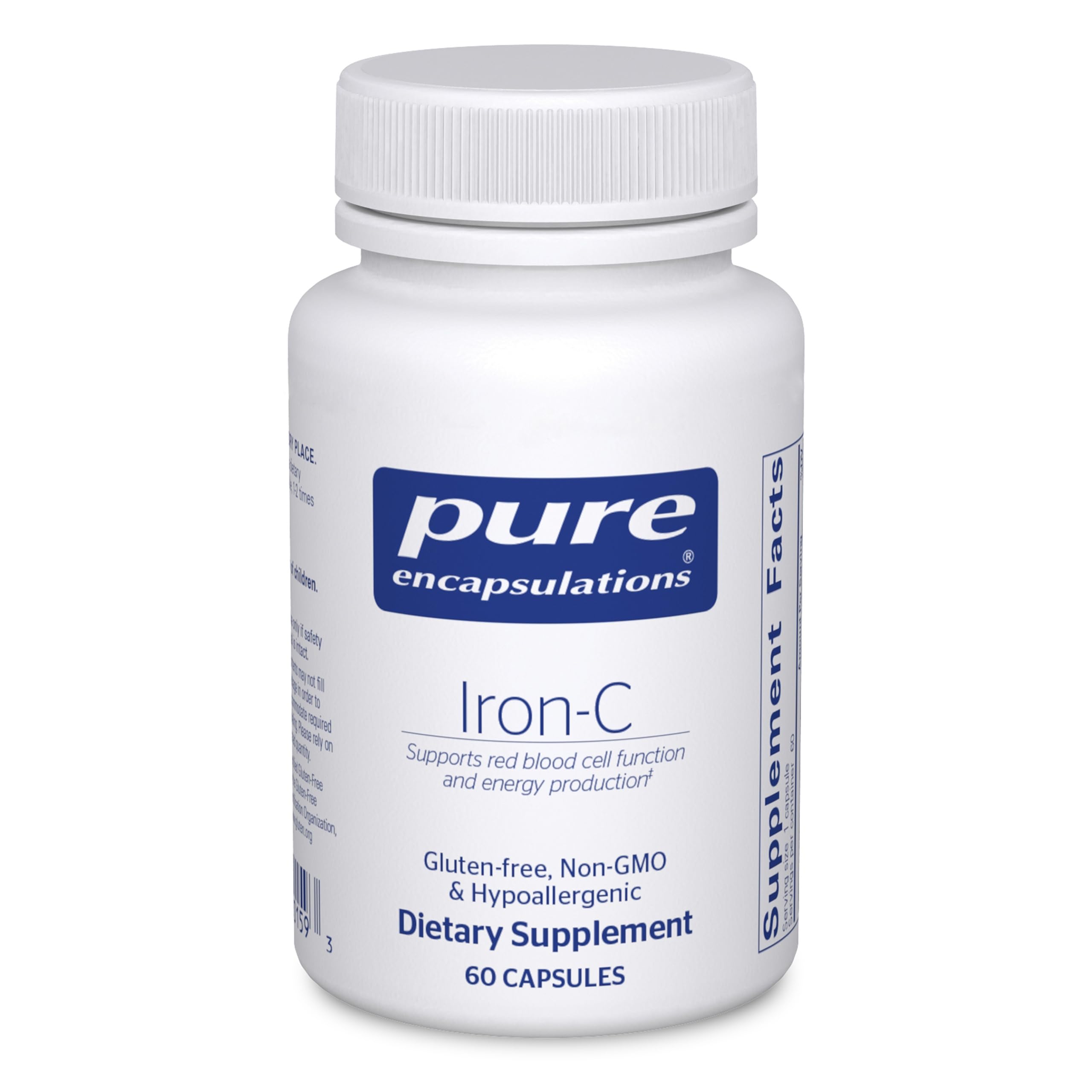 Pure Encapsulations Iron-C, 30 Capsules | 15 mg - 175 mg Vitamin C, Red Blood Cell Support*, Energy Production, Highly Bioavailable Iron Pill, for Women and Men