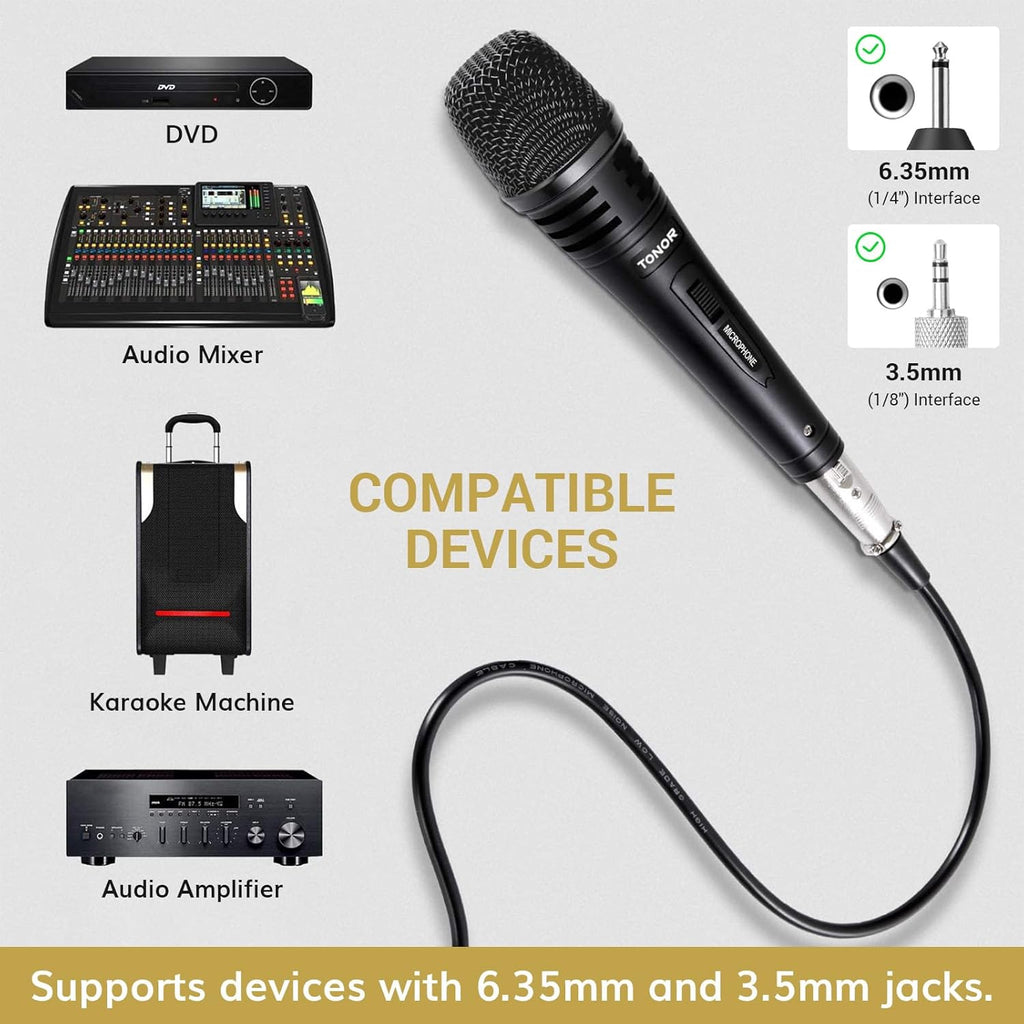 Buy now TONOR K1 Vocal Microphone for Singing, Dynamic Handheld Wired Karaoke Mic, Microfono with 5M XLR to 1/4" Cable, Compatible with Amp, Mixer, Suitable for Speech, Karaoke and Outdoor Activities at indiglob india