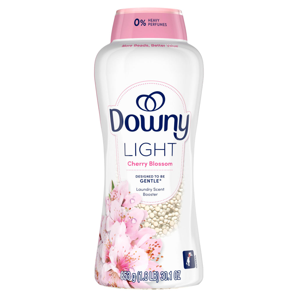 Downy Light Laundry Scent Booster Beads, Cherry Blossom Scent, 30.1 OZ, In-wash fabric beads designed to be gentle with a light boost of scent, No Heavy Perfumes