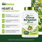 tnvitamins Citrus Bergamot 2000mg - 180 Capsules | Ultra Potent Citrus Bergamot Supplement 2000 mg Per 1 Capsule Serving | 6 Month Supply! | Non-GMO | Made in The USA!