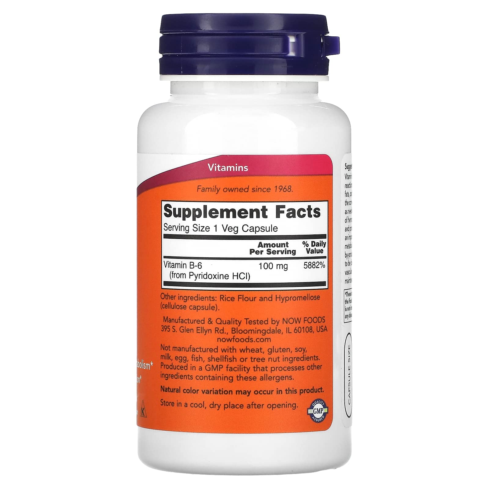 Buy now Now Foods B-6 100mg 100 Capsules at indiglob india
