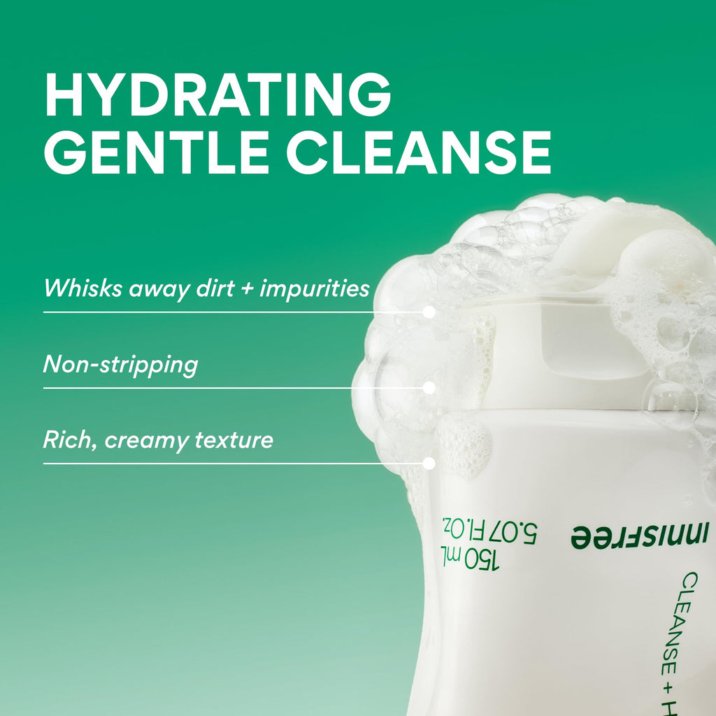 innisfree Green Tea Amino Acid Cleansing Foam, Sulfate-Free Hydrating Korean Face Wash, Gentle Lather, pH-Balanced Skincare