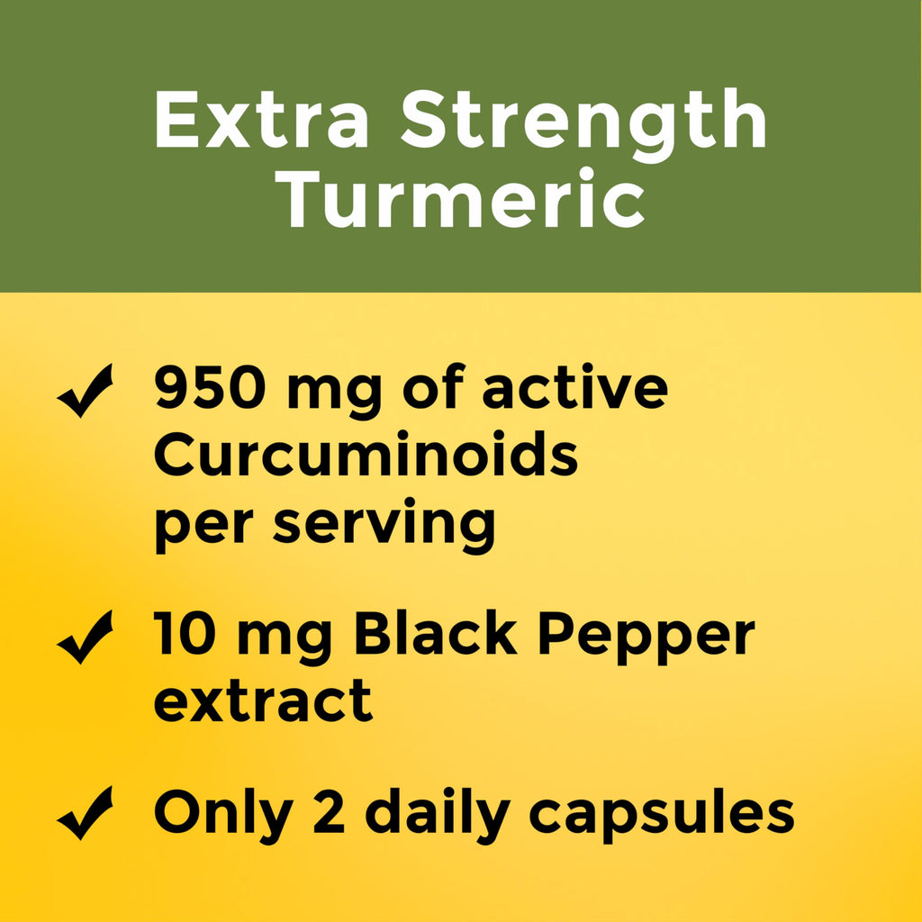 Nature Made Extra Strength Turmeric Curcumin with Black Pepper, 60 Capsules | 1000mg Turmeric Extract per serving (Standardized to 95% Curcuminoids), Supports Healthy Inflammation Response, Vegetarian