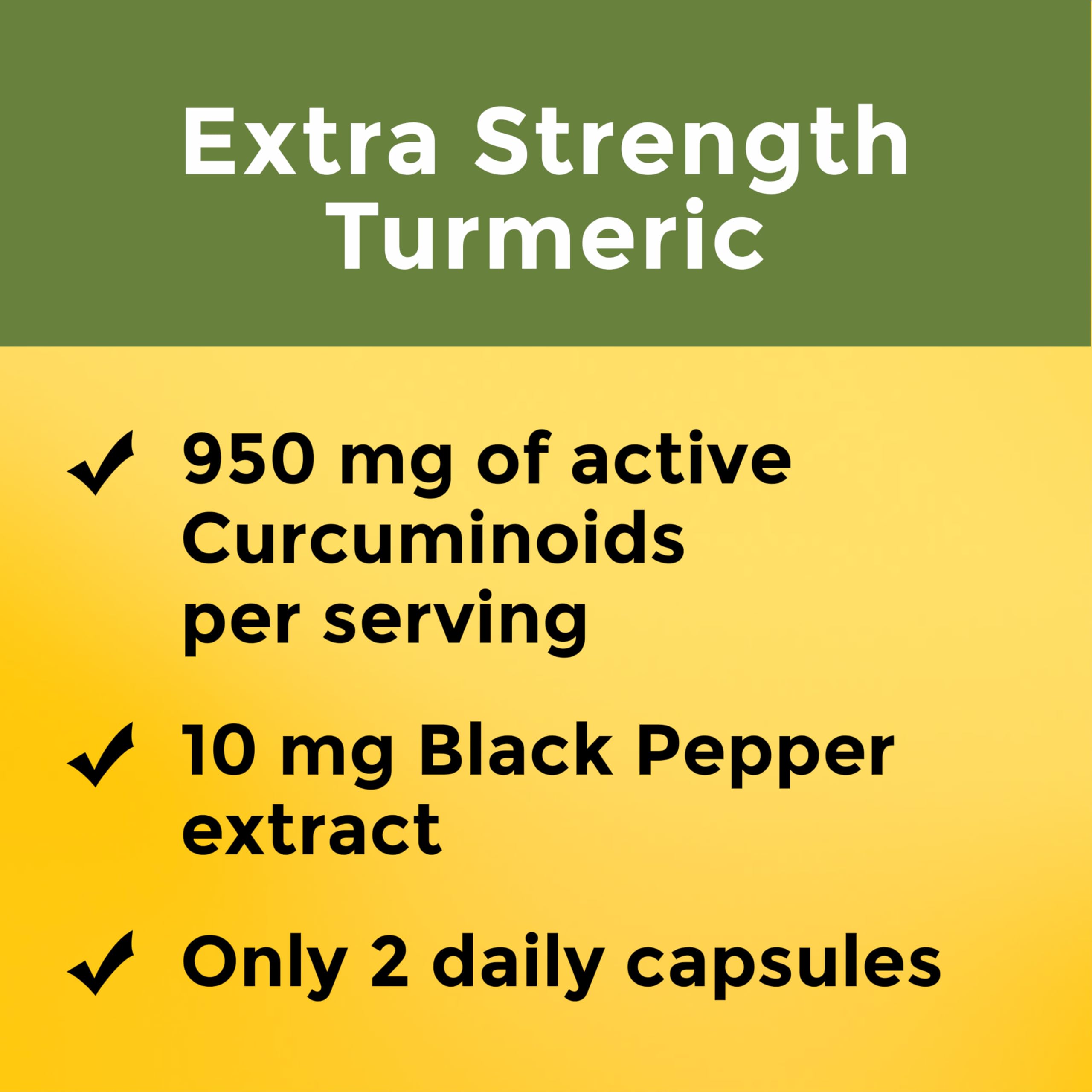 Nature Made Extra Strength Turmeric Curcumin with Black Pepper, 60 Capsules | 1000mg Turmeric Extract per serving (Standardized to 95% Curcuminoids), Supports Healthy Inflammation Response, Vegetarian
