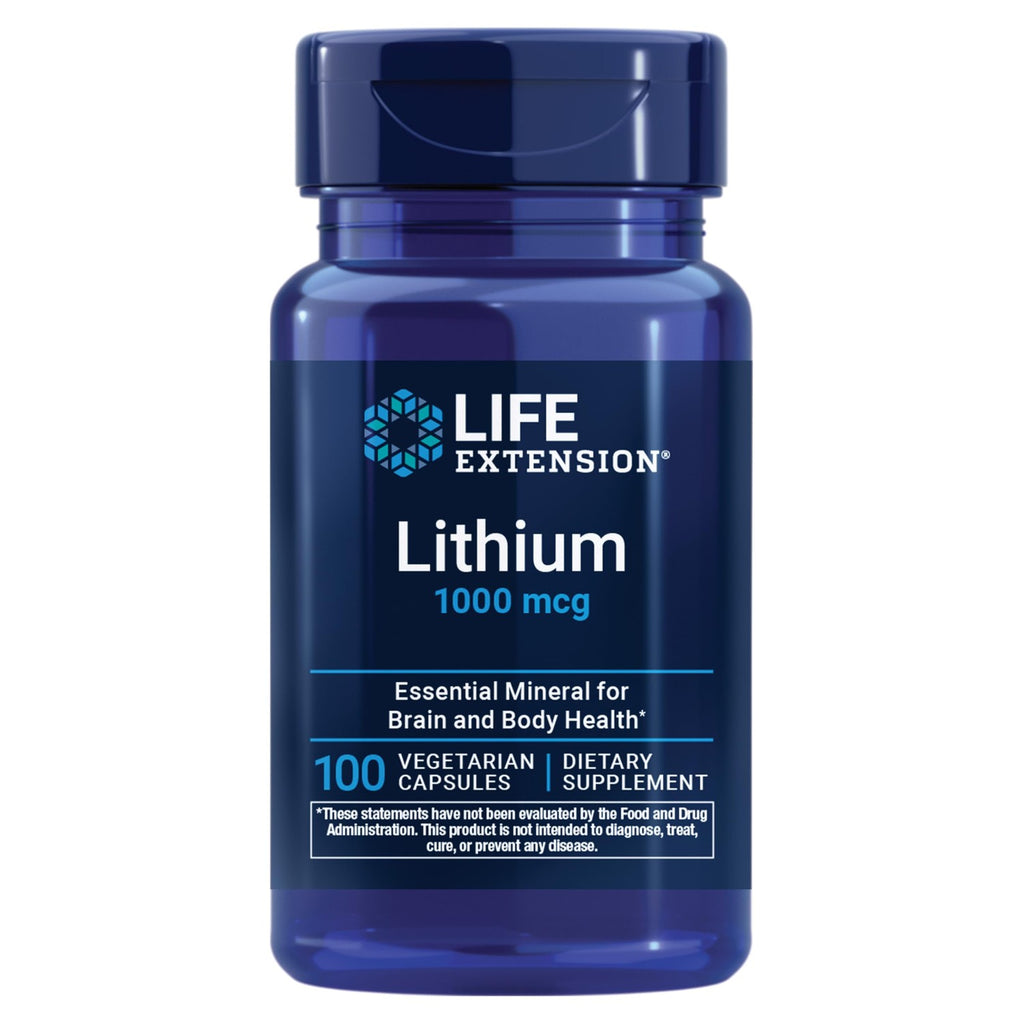 Life Extension Lithium, 1000 mcg – Lithium Orotate – Helps Maintain Cognitive Function & Memory – Low-Dose Formula – Non-GMO, Gluten-Free, Vegetarian – 100 Capsules