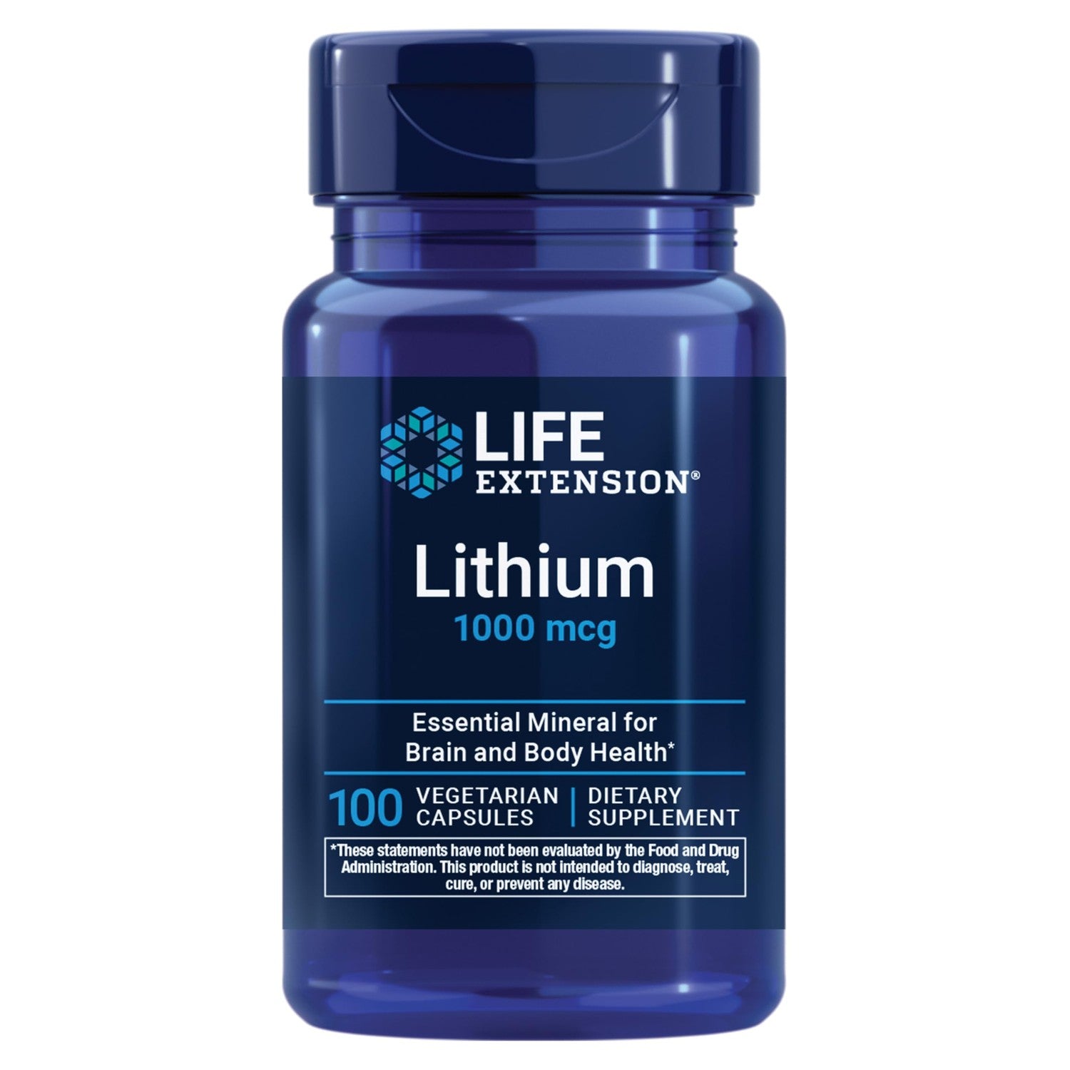 Life Extension Lithium, 1000 mcg – Lithium Orotate – Helps Maintain Cognitive Function & Memory – Low-Dose Formula – Non-GMO, Gluten-Free, Vegetarian – 100 Capsules