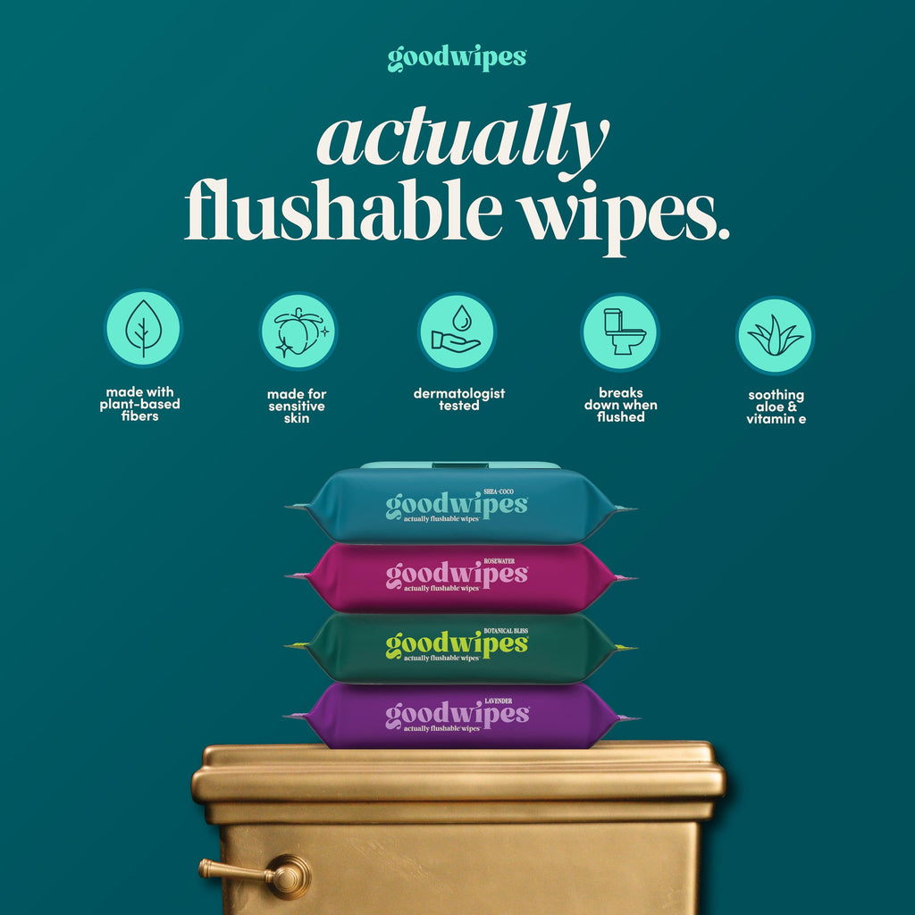 goodwipes Flushable Wipes - Shea-Coco, 418 Wipes (8 Pack + 1 Travel Pack)