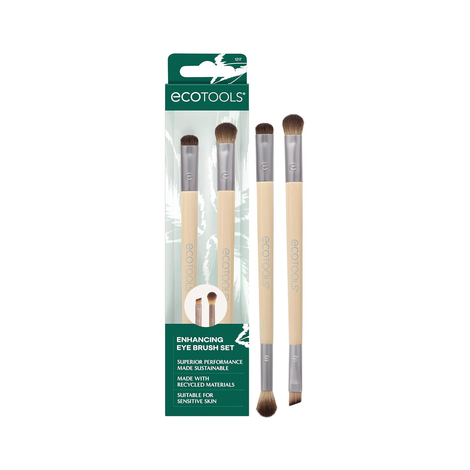 Buy now EcoTools Enhancing Eye Brush Set, Makeup Brushes For Liquid, Cream & Powder Eyeshadow & Eye Liner Application, Dual-Sided & Eco-Friendly, Synthetic Bristles, Cruelty-Free, 2 Piece Set at indiglob india