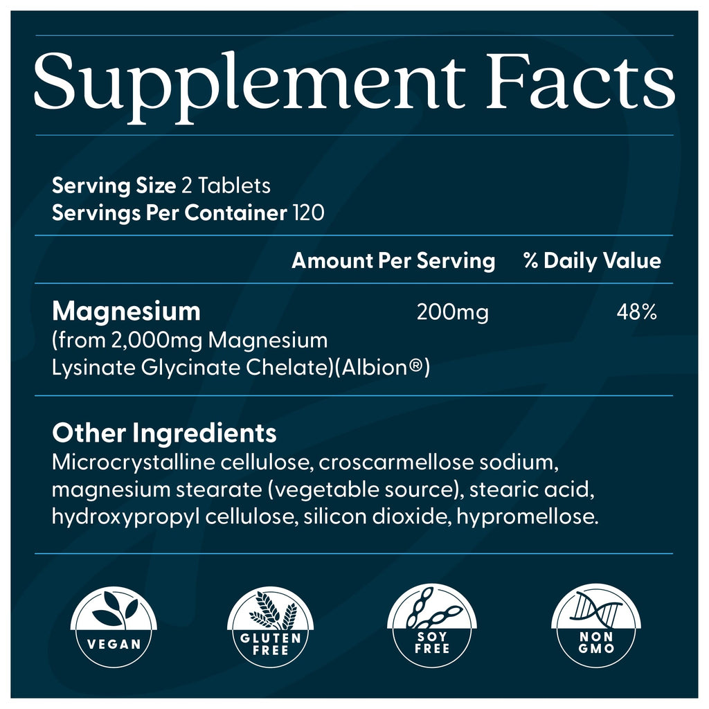 Doctor's Best High Absorption Magnesium Glycinate Lysinate Supplement for Sleep Support - Chelated Magnesium Tablets for Women & Men, 200mg per Serving, Supports Calm & Relaxation, Vegan - 240 Count