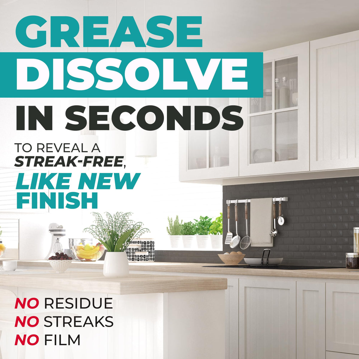Kitchen Cabinet Cleaner – Gentle, Residue-Free and Effective Everyday Degreaser & Grime Remover for Wood, Painted and Finished Furniture - Complete with Cleaning Brush & Cabinet Cleaner Spray 32oz