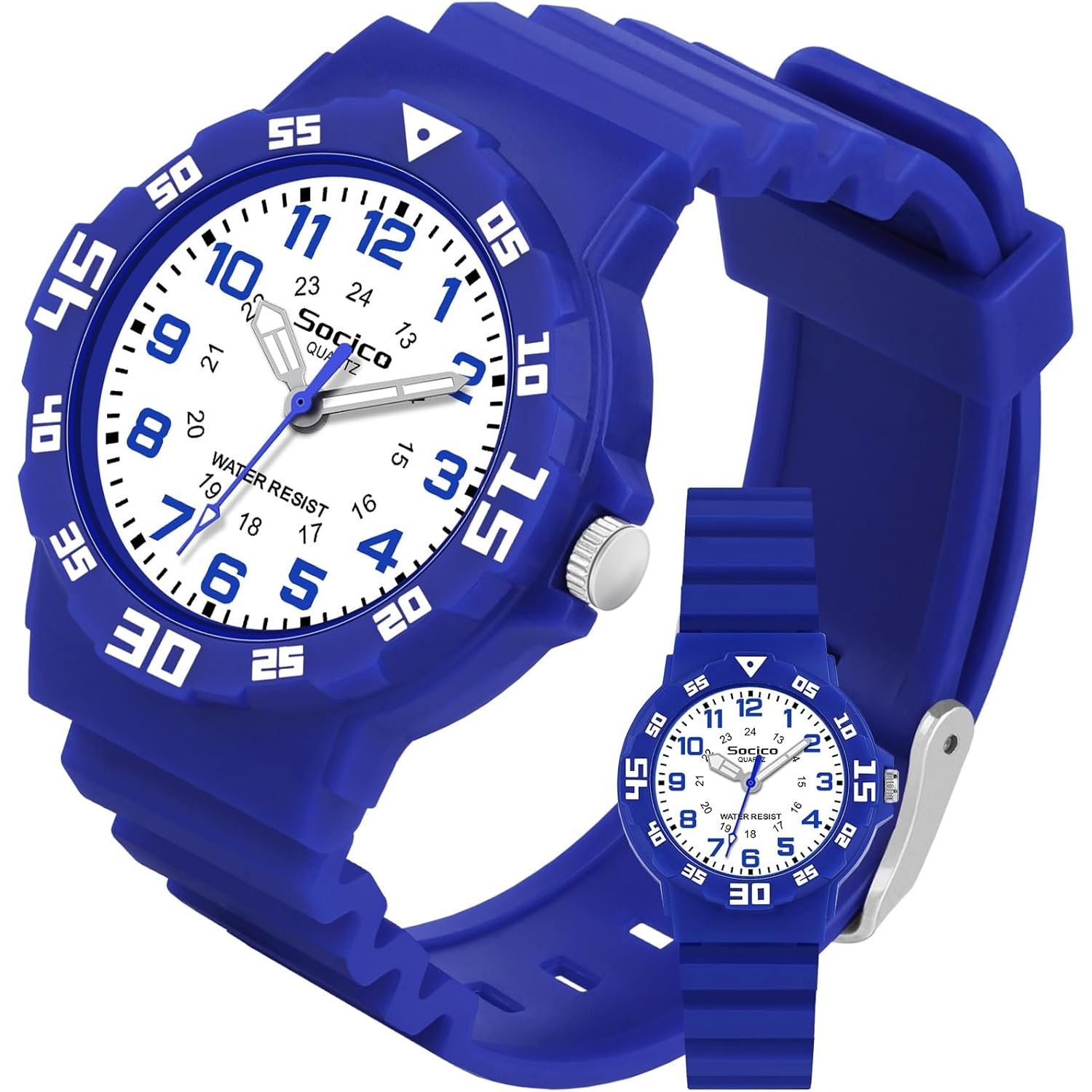 Buy now SOCICO Children Analog Watch for Boys Girls Waterproof Time Teaching Watch with Soft Band, Learning Time Wrist Watch Easy to Read Christmas Gifts for Kids Ages 3-12 Great Gifts Blue at indiglob india