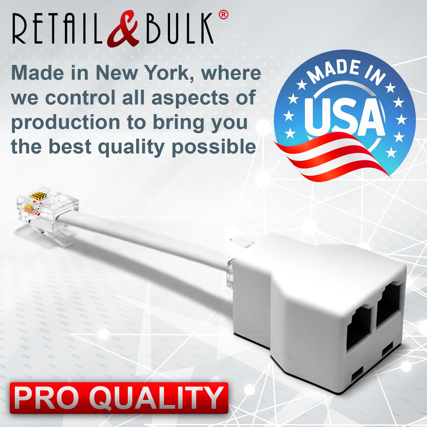 Buy now Phone Jack Splitter for Landline Telephone RJ11 6P4C 2 Way Adapter (1 Splitter + 2.5 Inch Cable) Made in USA at indiglob india