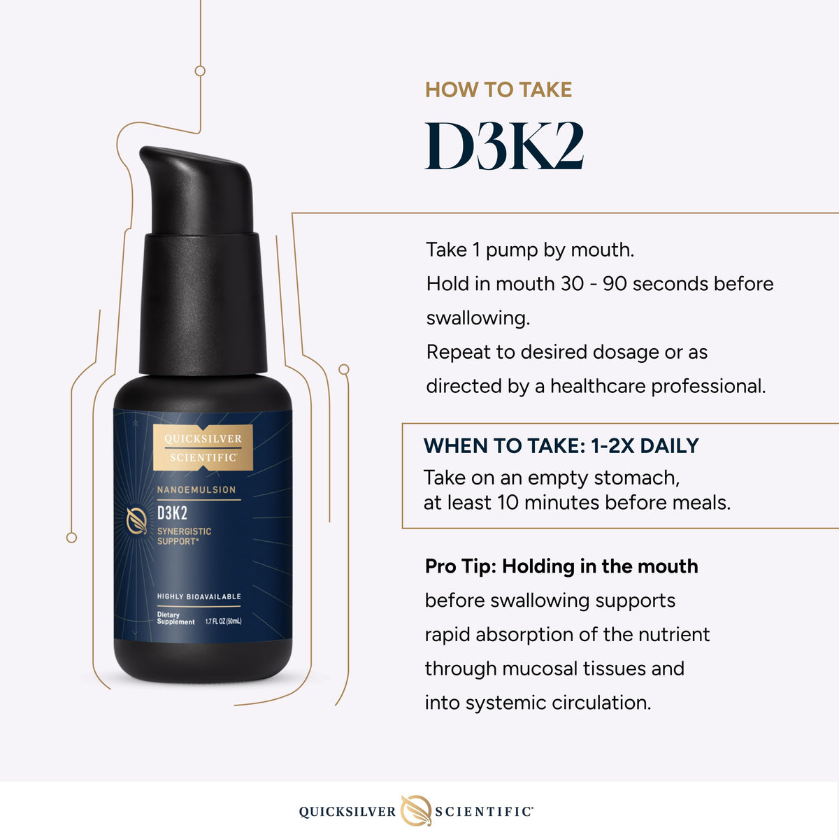 Quicksilver Scientific Nanoemulsified D3K2, 1.7oz / 50ml