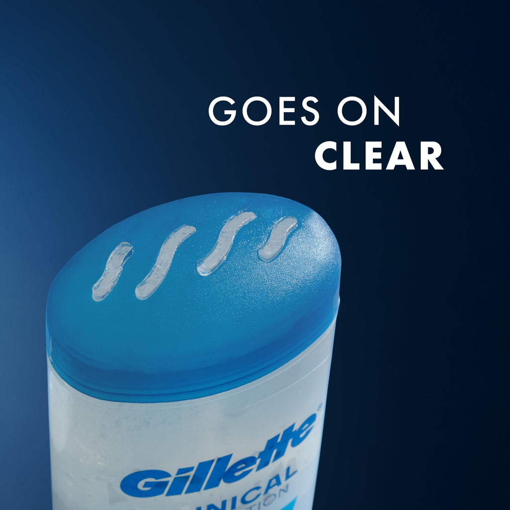 Buy now Gillette Clinical Antiperspirant and Deodorant for Men, 72hr Sweat & Odor Protection, Long Lasting Freshness, Anti-White Mark Technology, Clear Gel, Cool Wave Scent, 2.6 oz at indiglob india