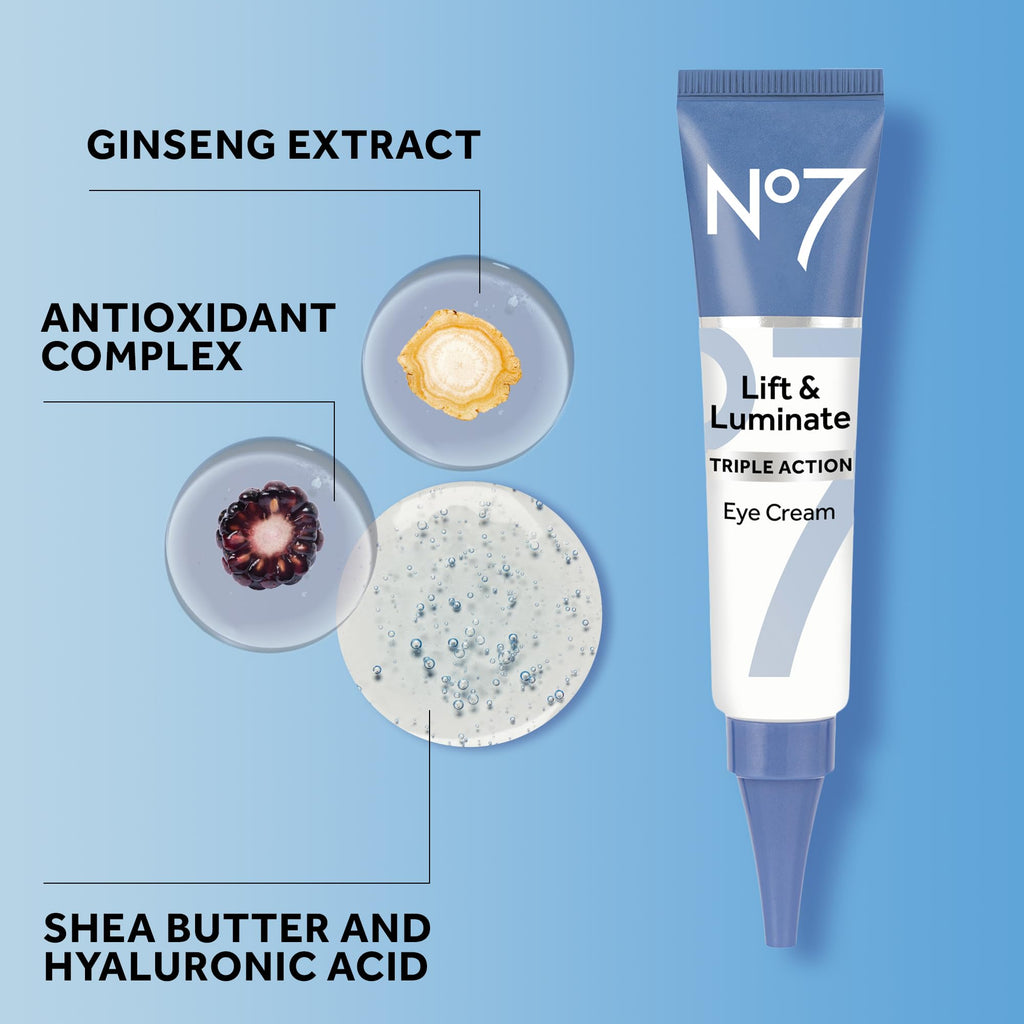 Buy now No7 Lift & Luminate Triple Action Under Eye Cream - Dark Circles Under Eye Treatment with Vitamin C & Collagen Peptide Technology - Helps Reduce Puffiness, Bags & the Appearance of Wrinkles (0.5 Oz) at indiglob india