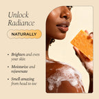 Glo Melanin Turmeric Brightening Soap with Vitamin C, Alpha Arbutin & Oats | 113g, For Face - Body - Dark Spots, All Natural, Vegan, Paraben-Free, Sulfate-free, For Melanin-Rich Skin, Made in USA