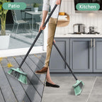 Indoor Broom Soft Bristle Brooms - Brooms for Sweeping Indoor Pet Hair, House Broom for Cleaning Hardwood, Tile, and Decking Surfaces Across.（Green）