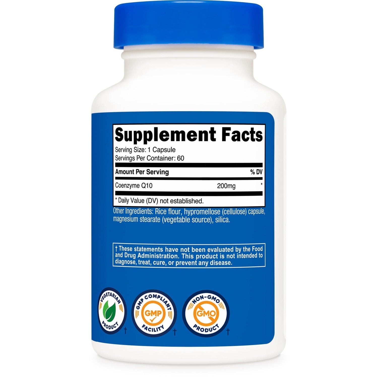Nutricost CoQ10 200mg, 60 Vegetarian Capsules, 60 Servings, Vegetarian | High Absorption, GMO-Free, Coenzyme Q10