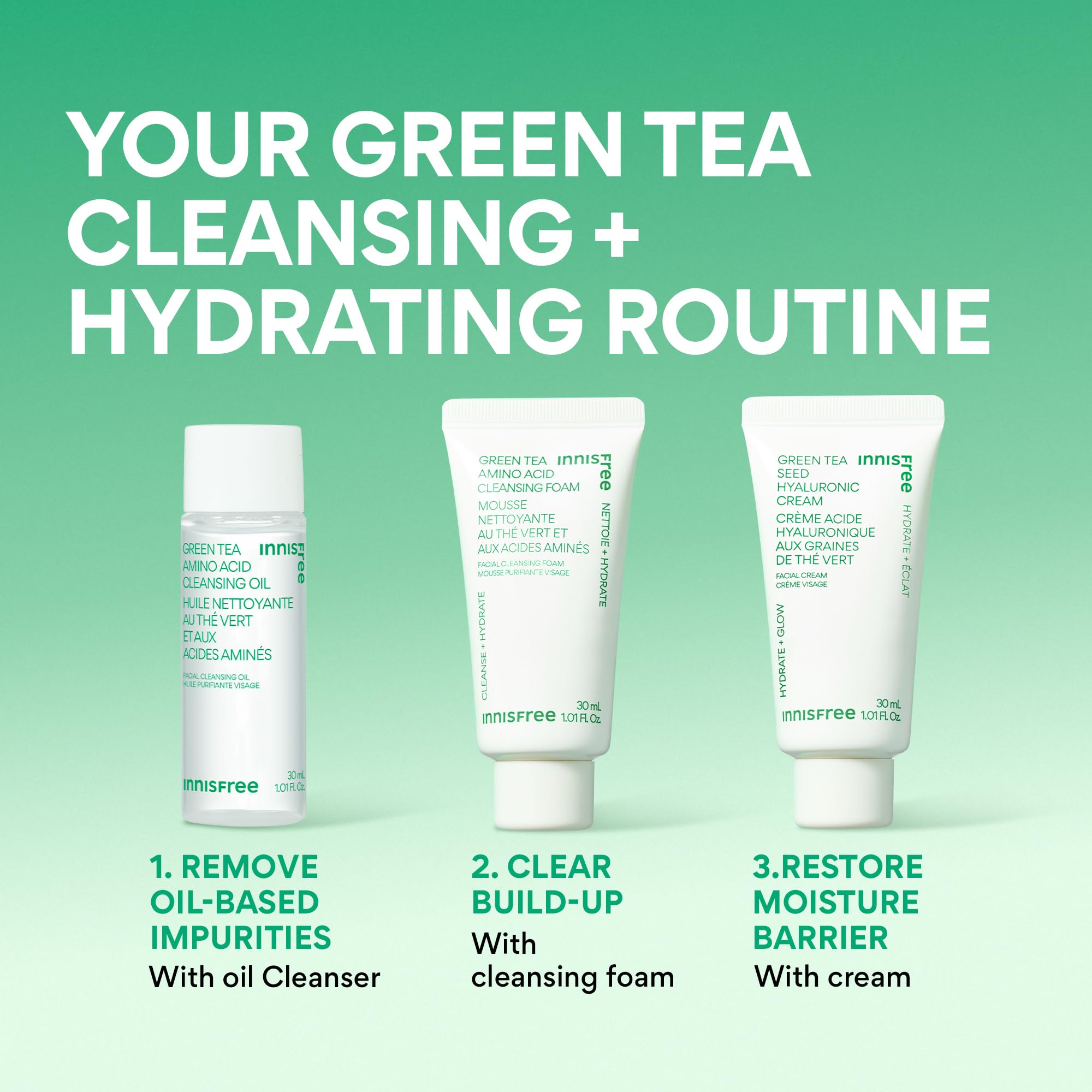 innisfree Green Tea Amino Acid Cleansing Foam, Sulfate-Free Hydrating Korean Face Wash, Gentle Lather, pH-Balanced Skincare
