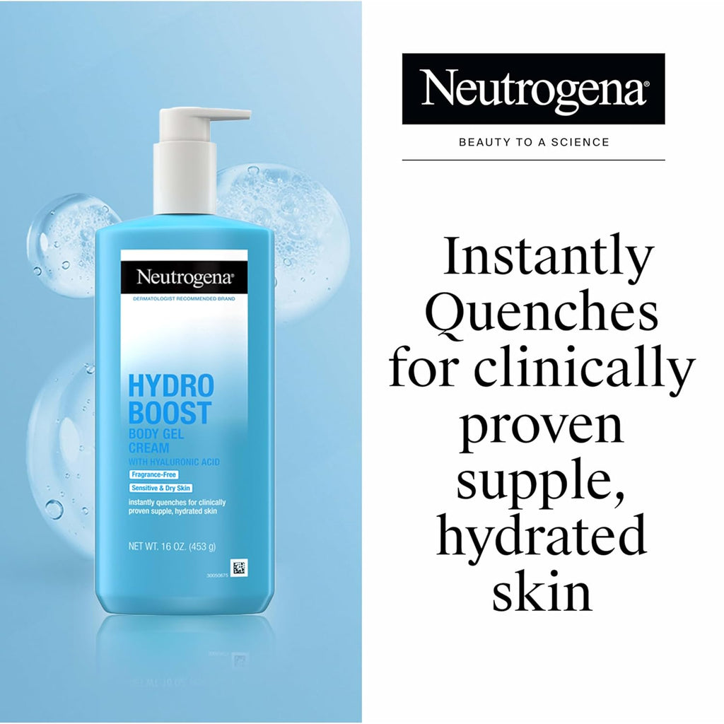 Buy now Neutrogena Hydro Boost Body Moisturizing Gel Cream with Hyaluronic Acid, Non-Greasy & Fast Absorbing, Lightweight Hydrating Body Lotion for Normal to Dry Skin, Fragrance-Free, 16 oz at indiglob india