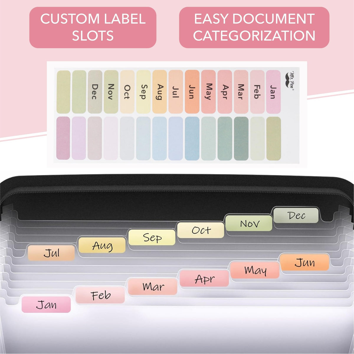 Mr. Pen- 13 Pocket Accordion File Organizer, Zipper Expanding File Folder