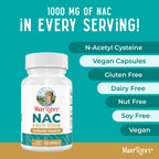 MARYRUTH'S NAC Supplement N-Acetyl Cysteine Capsules, Glutathione Precursor | Glutathione Precursor, Amino Acid, Cellular Health, Vegan, Non-GMO
