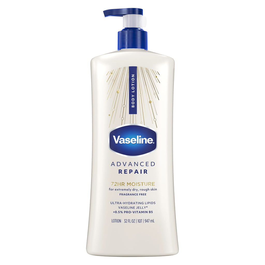Vaseline Advanced Repair Body Lotion for Dry Skin, Unscented 20.3oz 3ct | Body moisturizer delivers 72HR moisture with Vaseline Jelly & Ultra-Hydrating Lipids to help restore skin's moisture barrier