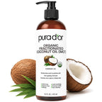 PURA D'OR ORGANIC Fractionated Coconut Oil MCT Skin Hair Massage, 16oz