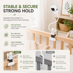 15.7 inch Flexible Baby Monitor Clip Mount for HelloBaby HB6560/HB6550/HB65/HB40/HB6339/HB66/HB6550Pro, ANMEATE SM935E, Baby Camera Mount Holder Stand with , Attach to Baby Crib Without Without Tools
