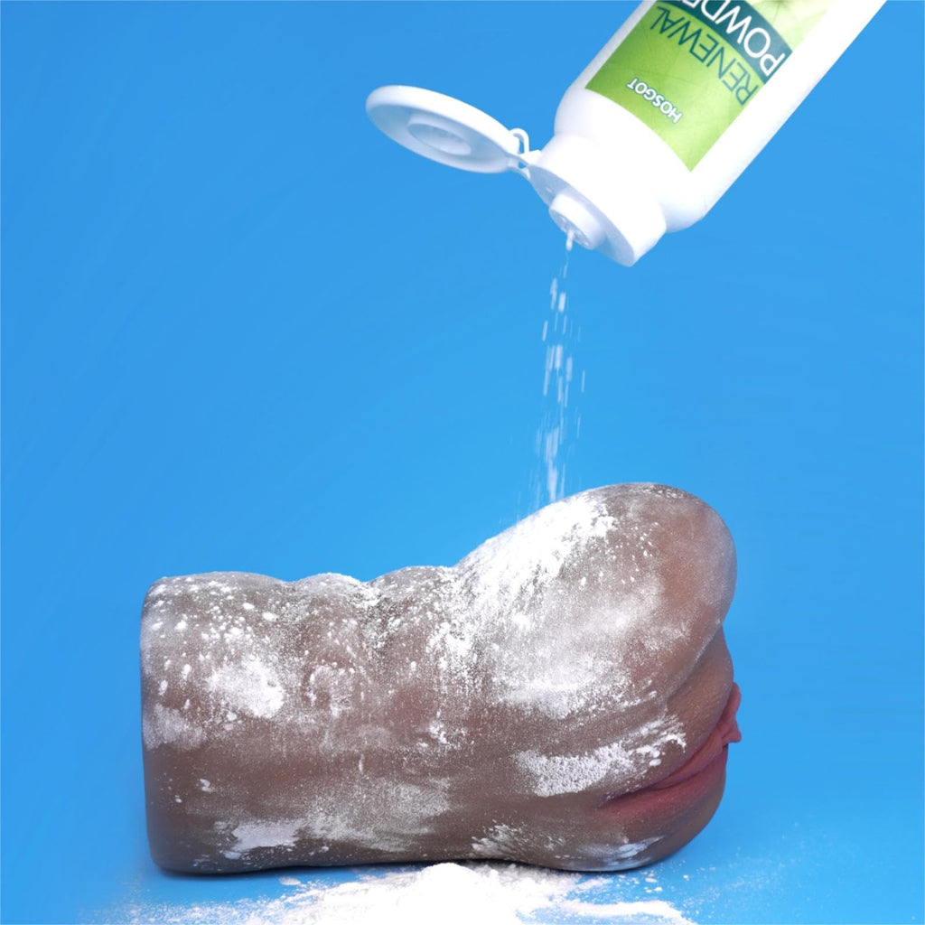 HOSGOT Renewal Powder for Sex Dolls Male Masturbator Dildo, Sex Toy Cleaner Conditioning Care Powder, Renewing Keep Dry and Not Greasy Sticking, Easy Squeeze Bottle TPE Silicone Adult Toys Smooth Soft