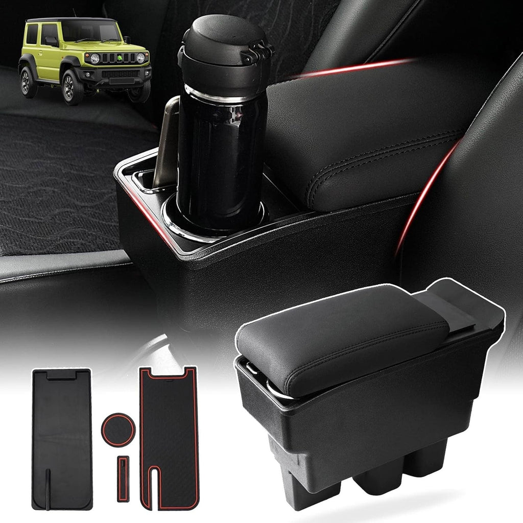 Buy now Autorder Center Console Storage Box for Suzuki Jimny JB64W/JB74W 2018-2025 Accessories Armrest Box Replacement with Cup Holder Insert Default at indiglob india