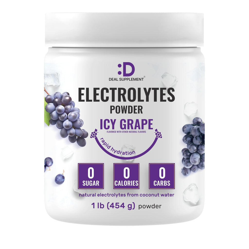 Electrolytes Powder, 1lb (69 Servings) – No Sugar, Low Sodium, ICY Grape Flavor – Rapid Hydration Supplement Drink Mix – High Potassium 1,000mg with Natural Coconut Water, Magnesium, & Vitamin C*