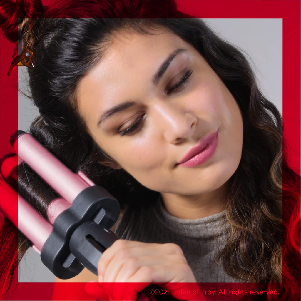 Buy now Revlon 3 Barrel Jumbo Hair Waver | Long-Lasting, Natural Looking Waves, (Pink) at indiglob india