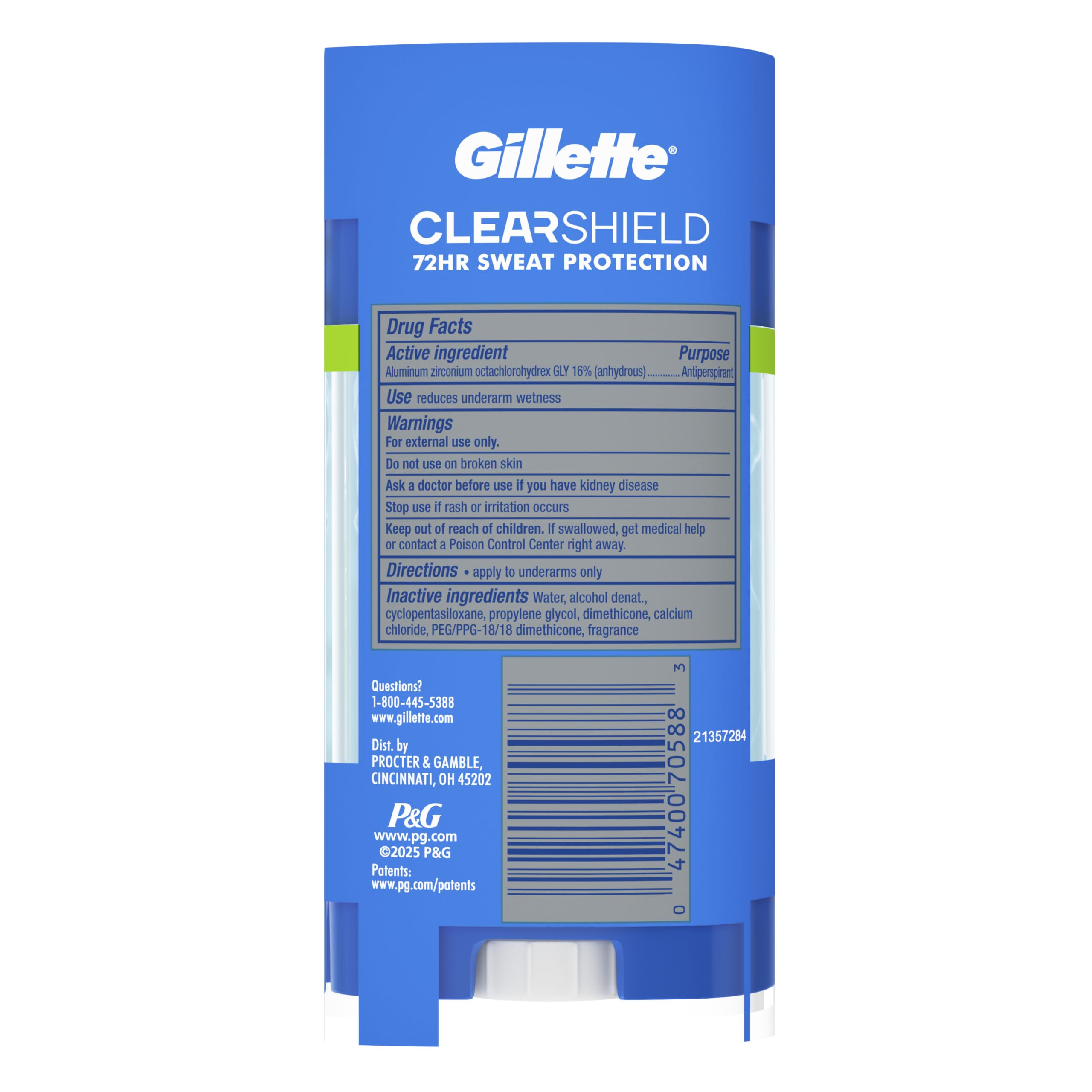 Buy now Gillette Antiperspirant and Deodorant for Men, 72hr Sweat & Odor Protection, Long Lasting Freshness, Anti-White Mark Technology, Clear Gel, Power Rush Scent, 3.8 oz (Pack of 3) at indiglob india