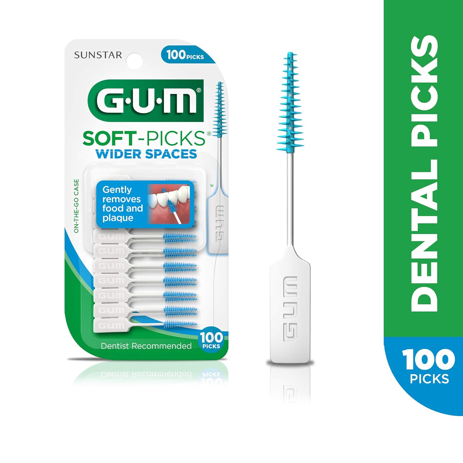 Buy now GUM Soft-Picks Wider Space, Easy to Use Dental Picks for Teeth Cleaning and Gum Health, with Convenient Carry Case, Dentist Recommended Dental Picks, 100 Count at indiglob india