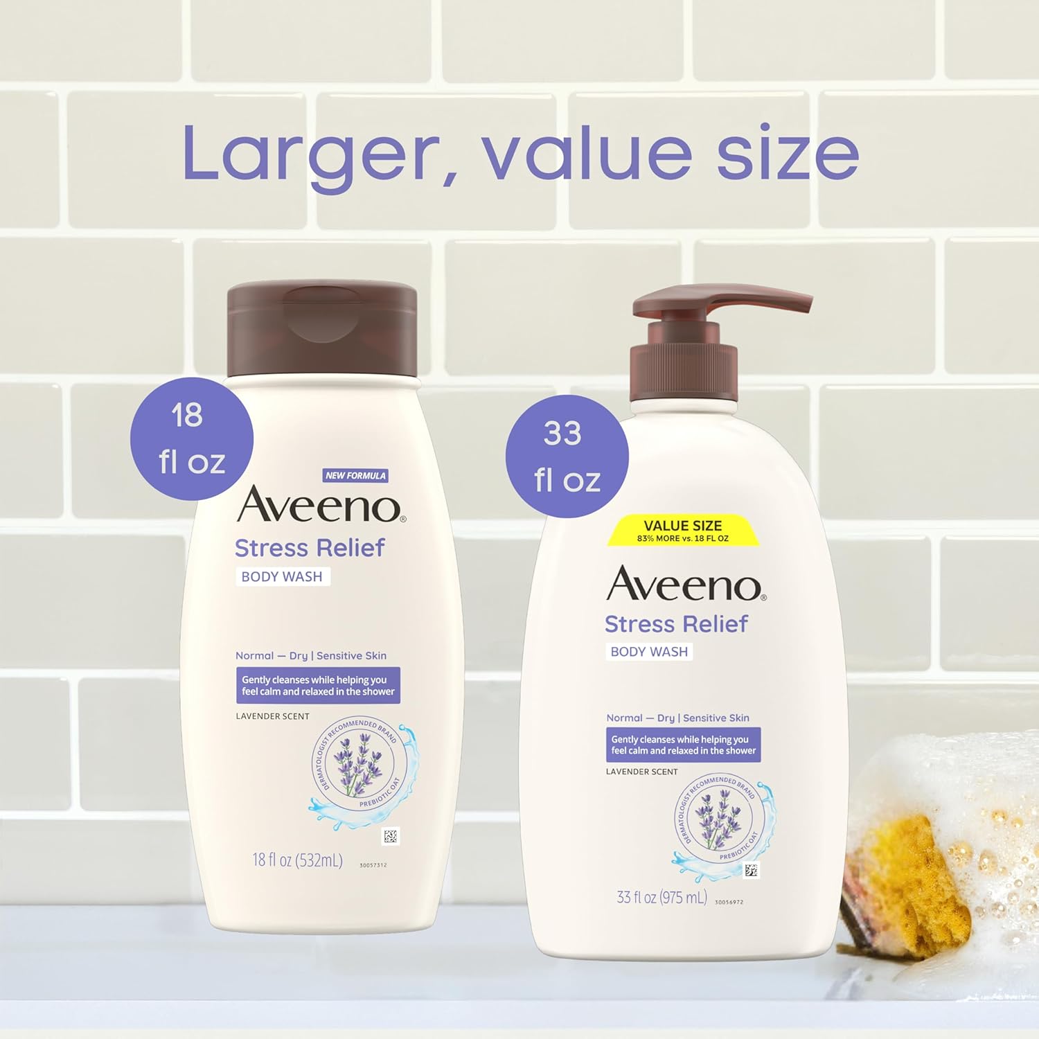 Buy now Aveeno Stress Relief Body Wash for Women, Calming Lavender Scent & Prebiotic Oat, Cleanser for Sensitive Dry Skin, Paraben, Dye & Soap-Free, 33 Fl Oz at indiglob india