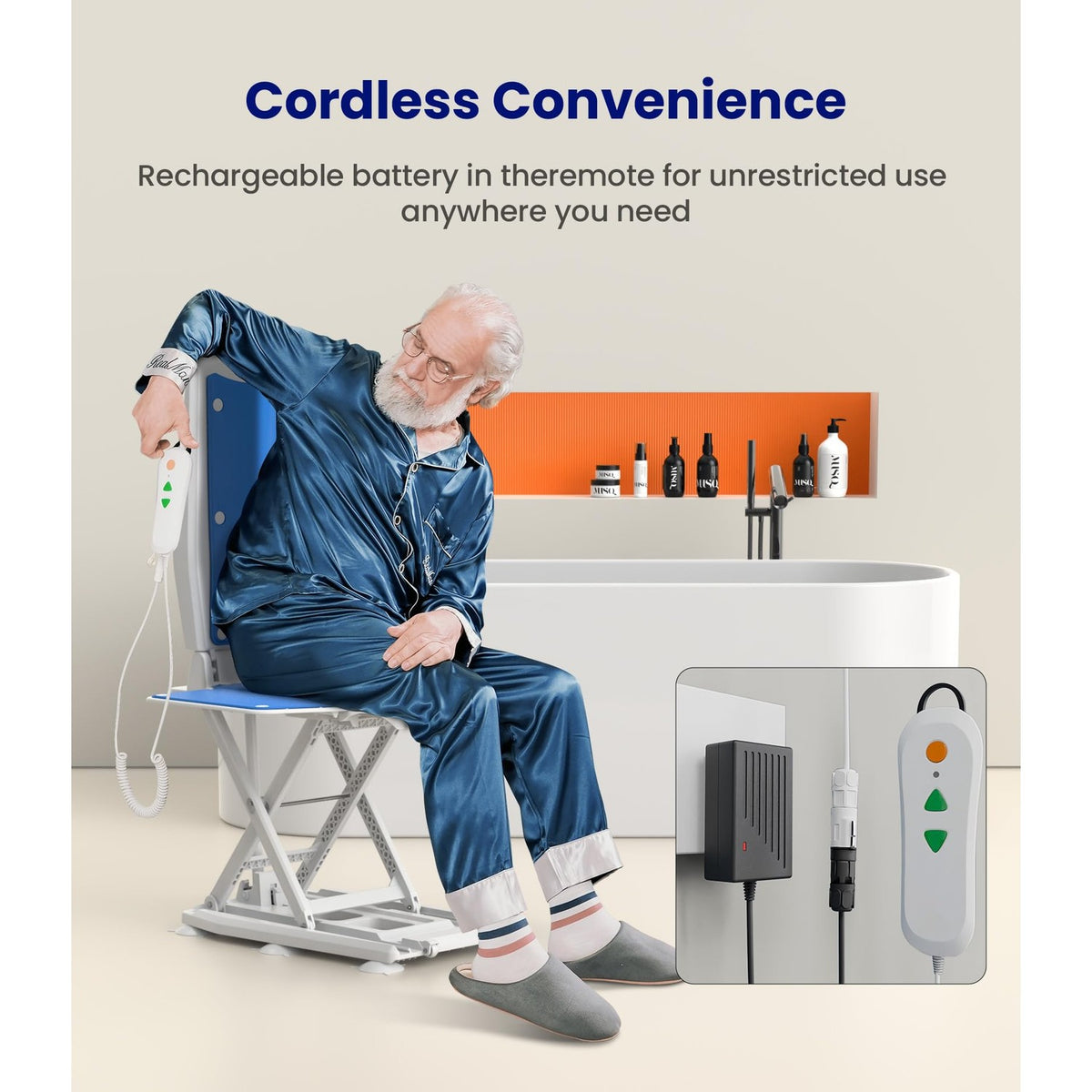 VOCIC Upgrade Electric Chair Lift with Wheels, Get Up from Floor, Portable Lift Assist Devices for Elderly, Includes 2 Types Suction Cups, Support Up to 300 LBS, No Assembly, AX10