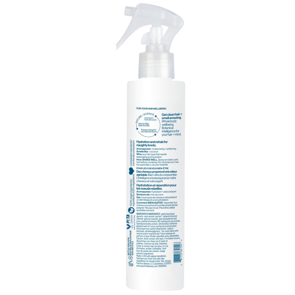 Pacifica Coconut Milk Hair Detangler Spray – Leave-In Conditioning Elixir for Tangle-Free Hair – Instantly Detangles Knots, Adds Shine & Moisture, Prevents Breakage & Frizz – Vegan & Cruelty-Free | Vegan