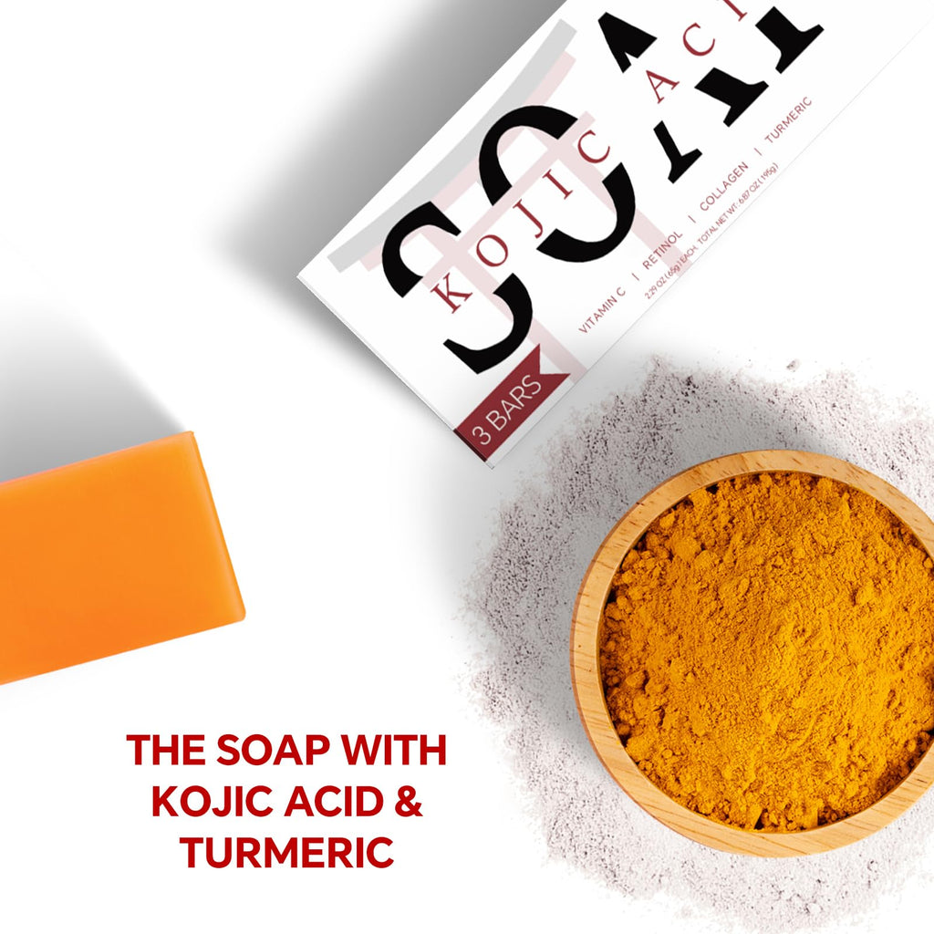 ORIENTLEAF Kojic Acid Soap, Turmeric Soap Bar, Fresh Citurs Scent, Gentle for face and body with Vitamin C, Shea Butter, Retinol, Olive Oil, Collagen (6 PACK)