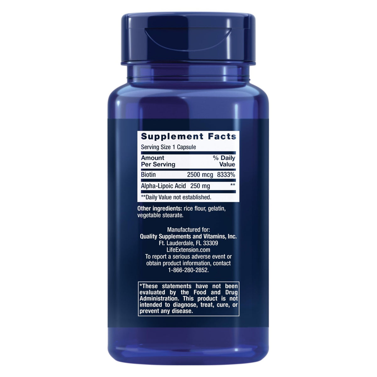 Life Extension Alpha-Lipoic Acid with Biotin, 60 Capsules