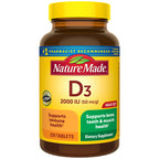 Nature Made Vitamin D3 2000 IU (50 mcg), 220 Vitamin D Tablets | Vitamin D Supplement for Immune, Bone, Teeth and Muscle Health Support, 220 Day Supply
