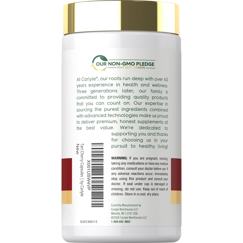 Carlyle Tart Cherry Extract Capsules | 200 Count | Non-GMO and Gluten Free Formula | Traditional Herb Supplement