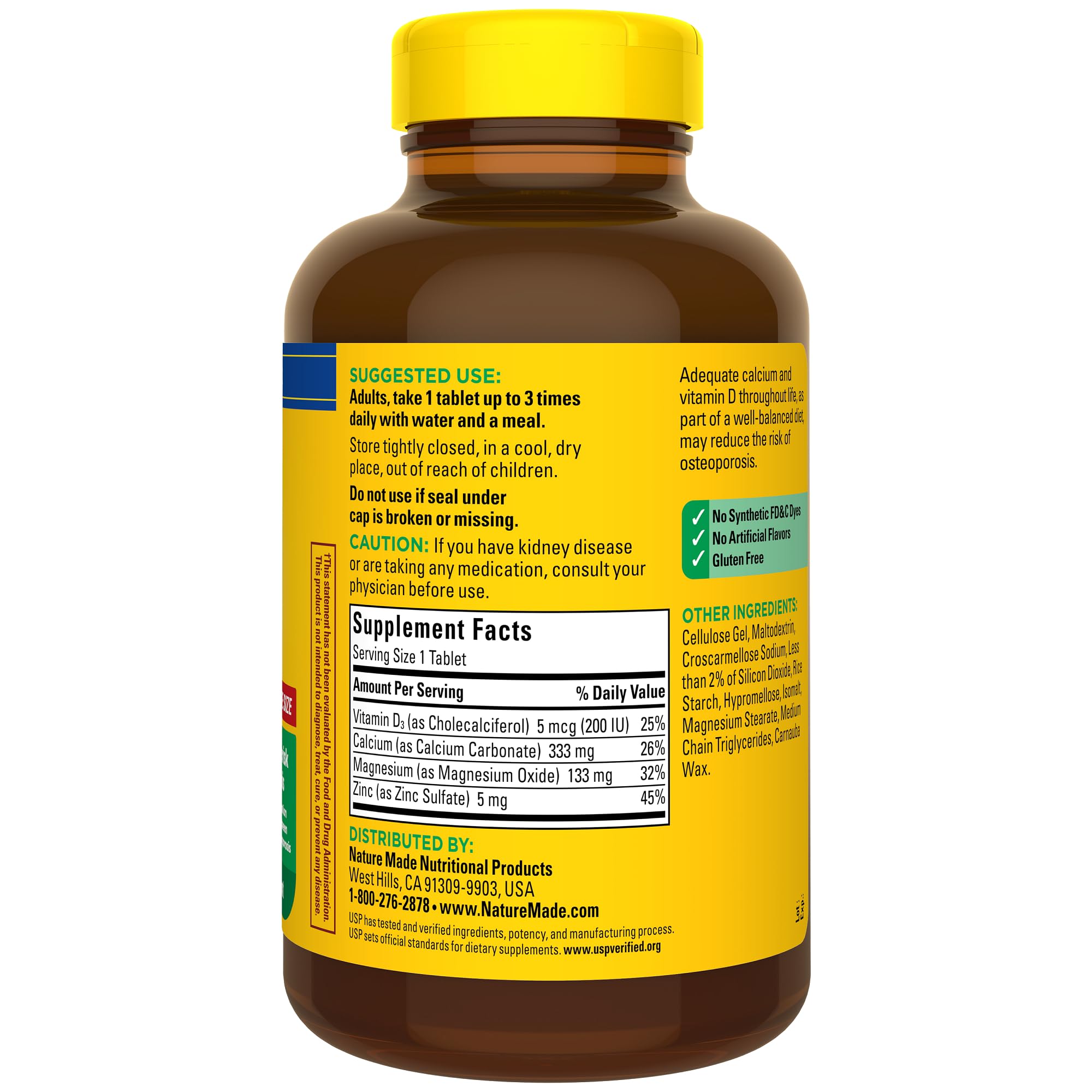 Nature Made Calcium Magnesium Zinc with Vitamin D3, 300 Tablets | Magnesium and Calcium Supplement for Bone Support, Vitamin D and Zinc Support a Healthy Immune System
